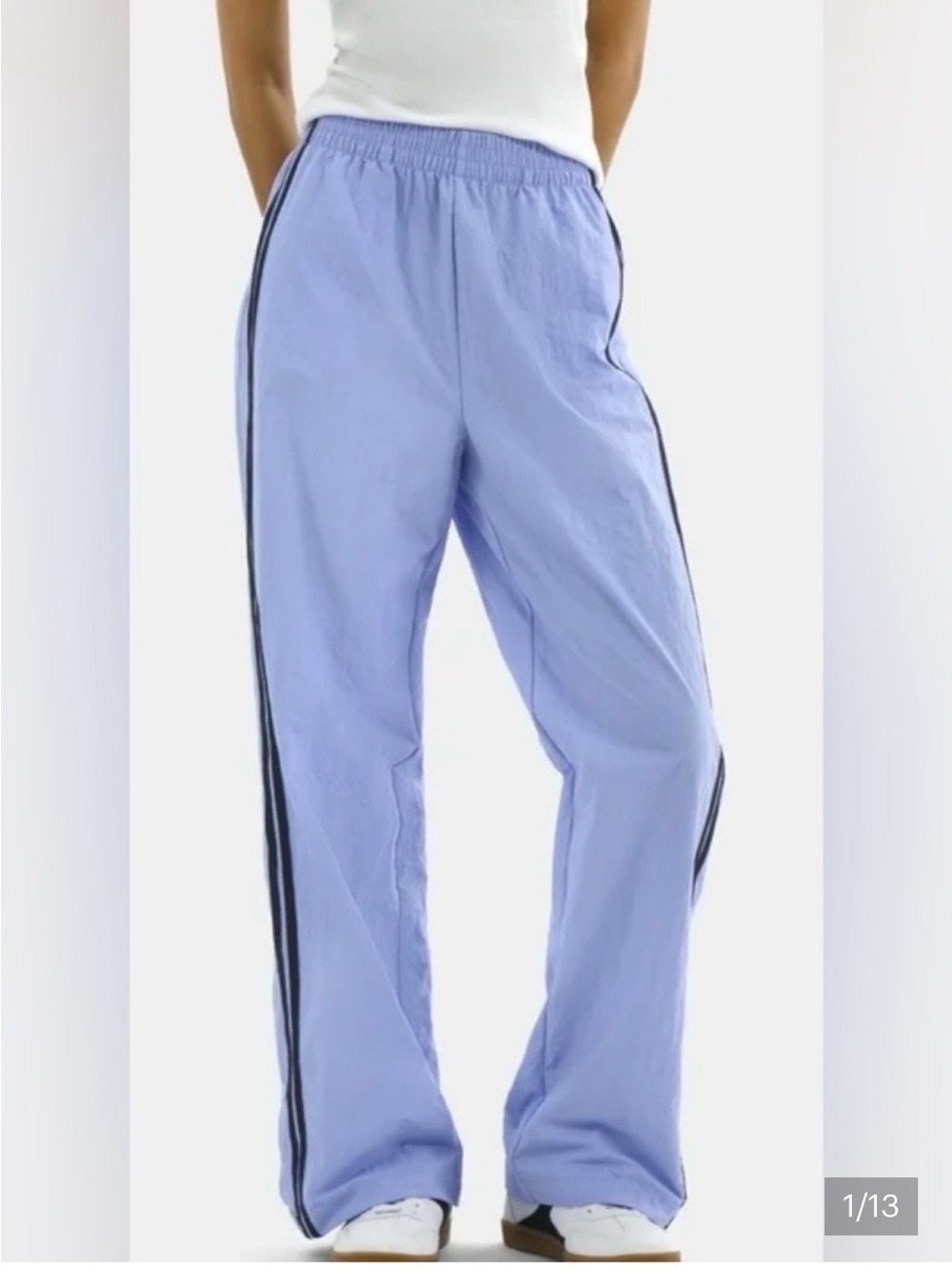 No Boundaries Periwinkle Track Pants with Black Side Stripes